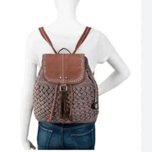 The Sak Brown Avalon Backpack Crochet Bag Purse Womens Boho Cottagecore NWOT